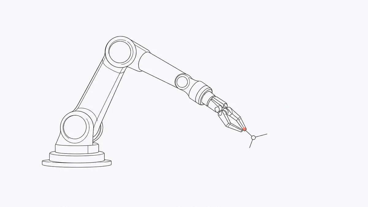 ノードに触れるロボットアームのシルエット